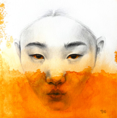 Drawing titled "Inaudible orange et…" by Madeline Berger (MadB), Original Artwork, Graphite