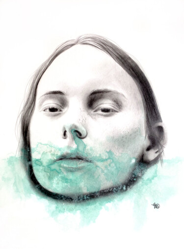 图画 标题为“inaudible vert clair” 由Madeline Berger (MadB), 原创艺术品, 石墨