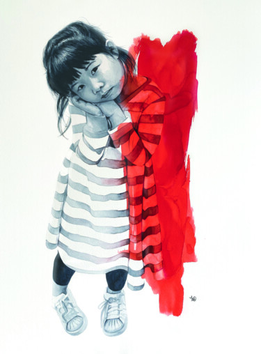 Malerei mit dem Titel "Lily" von Madeline Berger (MadB), Original-Kunstwerk, Aquarell