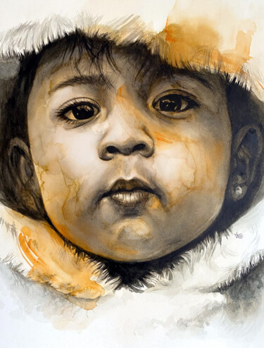 Painting titled "Mia" by Madeline Berger (MadB), Original Artwork, Watercolor