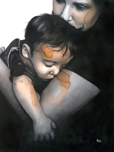 Malerei mit dem Titel "Maternité 7" von Madeline Berger (MadB), Original-Kunstwerk, Aquarell