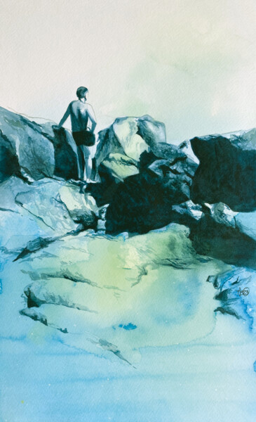 Malerei mit dem Titel "Contempler-Sète" von Madeline Berger (MadB), Original-Kunstwerk, Aquarell