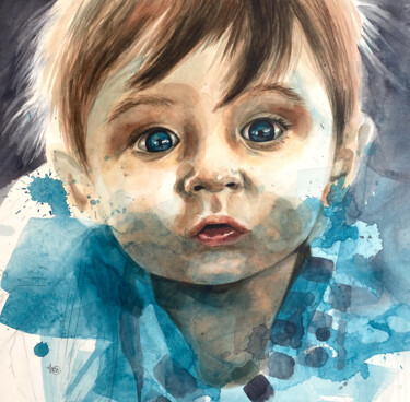 Painting titled "Lucas" by Madeline Berger (MadB), Original Artwork, Watercolor