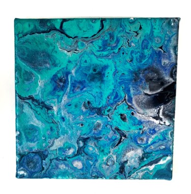 Painting titled "Pouring Bleu 1" by Eve Emp, Original Artwork, Acrylic