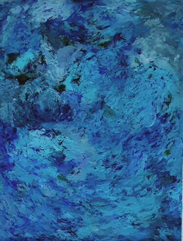 Painting titled "Blue, blue and blue" by Madelon De Keizer, Original Artwork, Acrylic Mounted on Aluminium