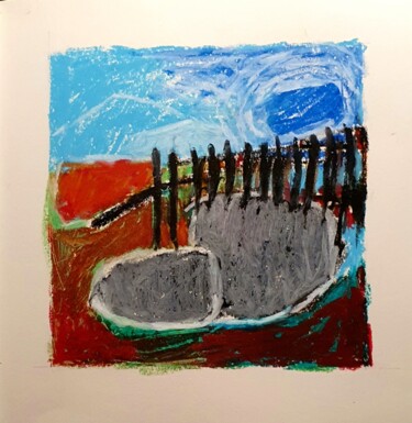 Painting titled "Mourners at the gra…" by Madelon De Keizer, Original Artwork, Pastel