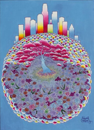 Painting titled "Tokyo" by Mademoiselle Solenn, Original Artwork, Acrylic