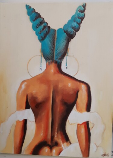 Painting titled "Black is beautiful" by Mademoiselle Solenn, Original Artwork, Acrylic