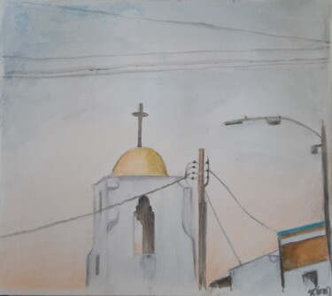 Painting titled ""L.A sky"" by Mademoiselle Solenn, Original Artwork, Watercolor