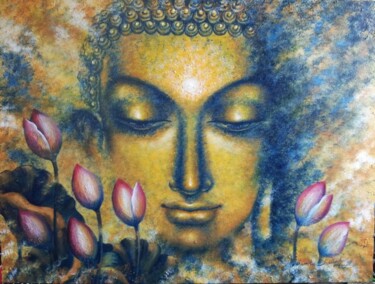 Ζωγραφική με τίτλο "Serenity" από Madhumita Bhattacharya, Αυθεντικά έργα τέχνης, Ακρυλικό