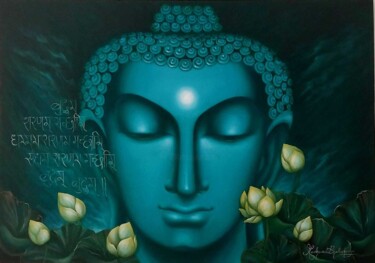 Pintura titulada "DHYAN(Meditation)" por Madhumita Bhattacharya, Obra de arte original, Oleo