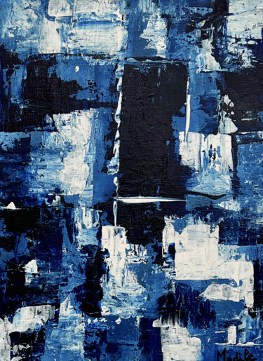Painting titled "Blue" by Madile Roussel, Original Artwork, Acrylic Mounted on Wood Stretcher frame
