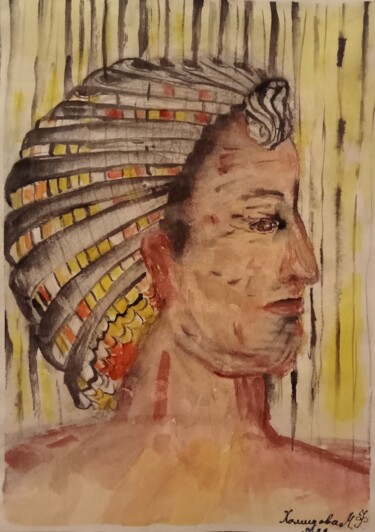 Картина под названием "Раздумье" - Madina Khamidova, Подлинное произведение искусства, Акварель