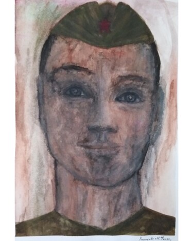 Рисунок под названием "Красноармеец" - Madina Khamidova, Подлинное произведение искусства, Акварель