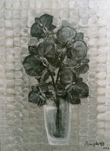 Peinture intitulée "Чёрные орхидеи" par Madina Khamidova, Œuvre d'art originale, Huile