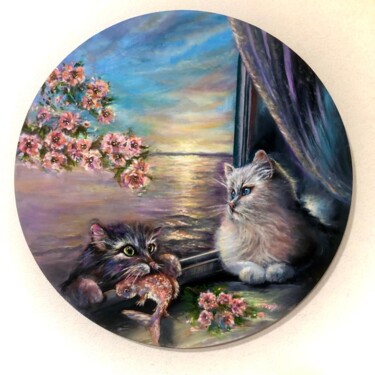 Pintura titulada ""Spring evening" Ве…" por Madina Tairova, Obra de arte original, Oleo Montado en Bastidor de camilla de ma…