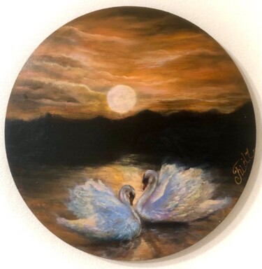 Painting titled ""Magic dance"" by Madina Tairova, Original Artwork, Oil Mounted on Wood Stretcher frame