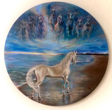 Painting titled ""Protection and sup…" by Madina Tairova, Original Artwork, Oil Mounted on Wood Stretcher frame