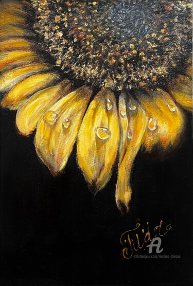 Картина под названием ""Подсолнух"" - Мадина Таирова, Подлинное произведение искусства, Масло Установлен на Деревянная рама…