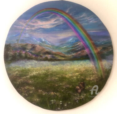 Pintura titulada ""Rainbow Bridge"." por Madina Tairova, Obra de arte original, Oleo Montado en Bastidor de camilla de madera