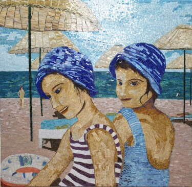 Sculpture titled "Two Sisters ~ ELIZA…" by The Planet Malisa, Original Artwork, Mosaic