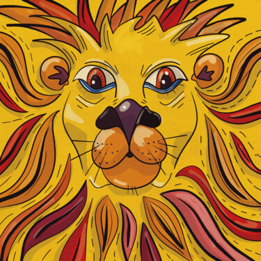 Arte digital titulada "Zodiaque - Lion" por Madit, Obra de arte original, Pintura Digital