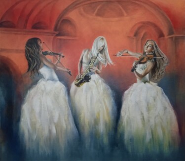 Painting titled "Adagio" by Madlen Fox, Original Artwork, Oil Mounted on Wood Stretcher frame