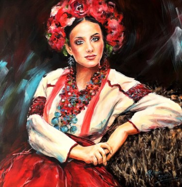 Painting titled ""Słowianka"" by Magdalena Rochoń, Original Artwork, Acrylic