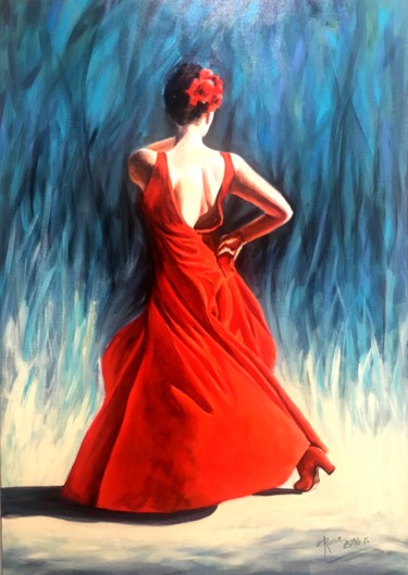 Malarstwo zatytułowany „"W płomieniach tańc…” autorstwa Magdalena Rochoń, Oryginalna praca, Akryl