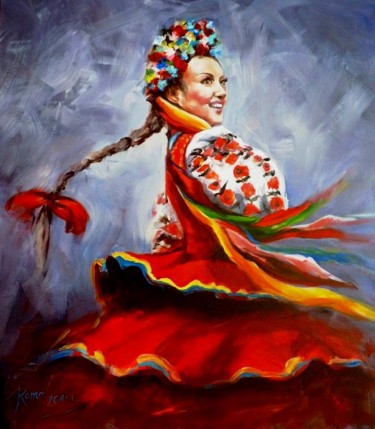 Painting titled ""Słowianka I"" by Magdalena Rochoń, Original Artwork, Oil