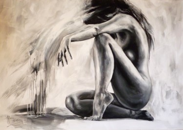 Malarstwo zatytułowany „"Wrzucona w samotno…” autorstwa Magdalena Rochoń, Oryginalna praca, Akryl