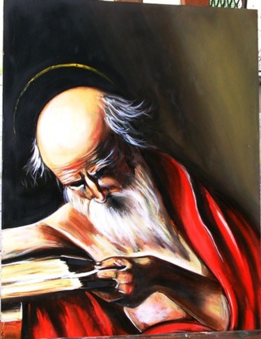 Painting titled "Saint Gerome - Cara…" by Madoner, Original Artwork