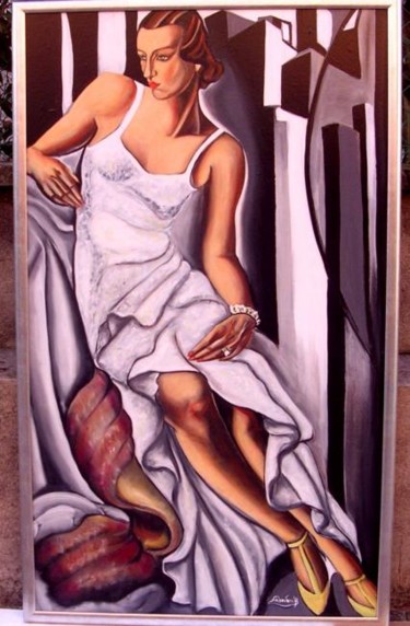 Painting titled "Madame in Blanc" by Madoner, Original Artwork, Oil