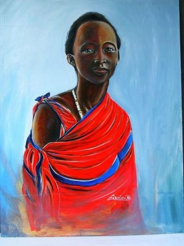 Painting titled "Joung Maasai" by Madoner, Original Artwork
