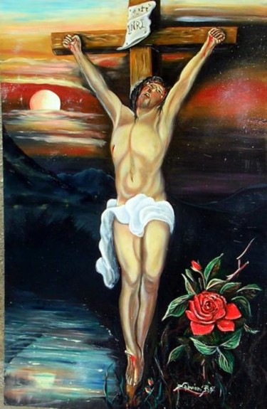 Painting titled "Cristo" by Madoner, Original Artwork