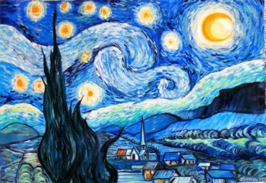 Painting titled "The Starry Night -V…" by Madoner, Original Artwork