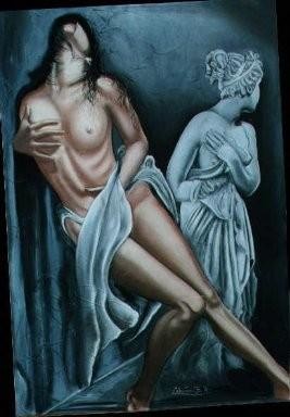 Painting titled "Eros & Psiche" by Madoner, Original Artwork, Oil