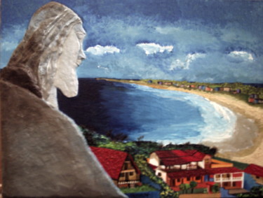 Painting titled "Orla de Maricá-Cris…" by Madrileide Raquel, Original Artwork, Acrylic Mounted on Wood Panel