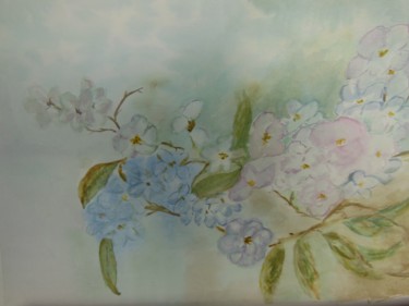 Pintura intitulada "Fleurs de pommier.j…" por Mady Mosbeux, Obras de arte originais