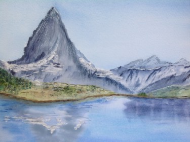 Peinture intitulée "Paysage de montagne…" par Mady Mosbeux, Œuvre d'art originale
