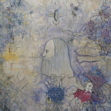 Картина под названием "DA VINCI BLANCO" - Mae Art, Подлинное произведение искусства, Масло Установлен на Деревянная рама для…