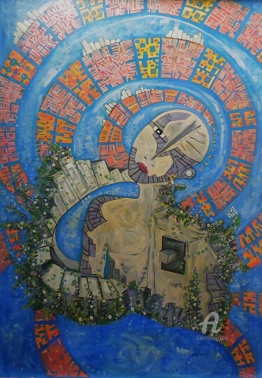 Pintura titulada "CERCA DEL CIELO CER…" por Mae Art, Obra de arte original, Acrílico Montado en Bastidor de camilla de madera