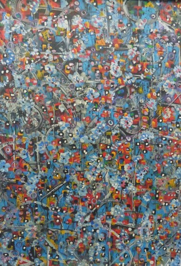 Schilderij getiteld "SIBERIAN CARNIVAL" door Mae Art, Origineel Kunstwerk, Acryl Gemonteerd op Frame voor houten brancard