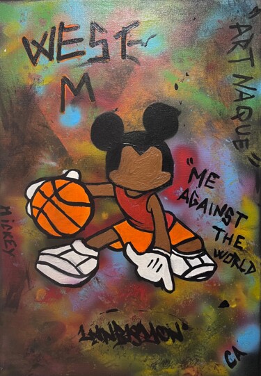 Painting titled "Mickey West M" by maebrown, Original Artwork, Acrylic Mounted on Wood Stretcher frame
