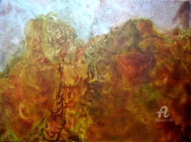 Painting titled "Déesse du demi-jour…" by Mariska Ma Veepilaikaliyamma, Original Artwork, Tempera Mounted on Wood Stretcher…