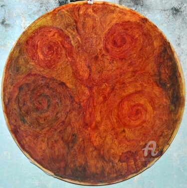 Painting titled "Spiral Dance of the…" by Mariska Ma Veepilaikaliyamma, Original Artwork, Pigments