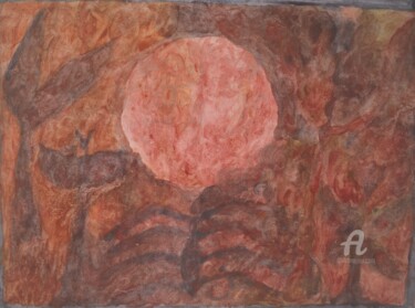 Painting titled "Full Moon - Celebra…" by Mariska Ma Veepilaikaliyamma, Original Artwork, Pigments