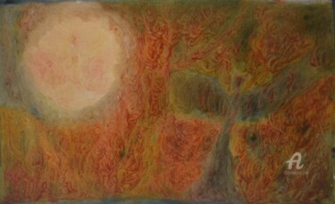 Картина под названием "Full Moon Gate of F…" - Mariska Ma Veepilaikaliyamma, Подлинное произведение искусства, Пигменты