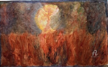 Painting titled "Flames Of Passionat…" by Mariska Ma Veepilaikaliyamma, Original Artwork, Pigments