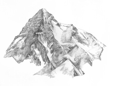 Dessin intitulée "Montagne 01" par Maël Canonne, Œuvre d'art originale, Graphite